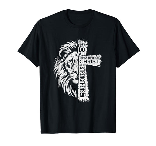 Lion of Judah and Cross with Philippians 4:13 shirt T-Shirt