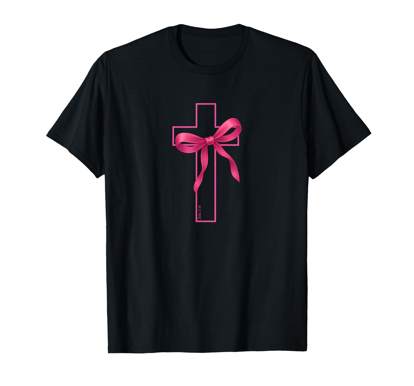 Pink Ribbon Cross Breast Cancer Awareness Christian T-Shirt