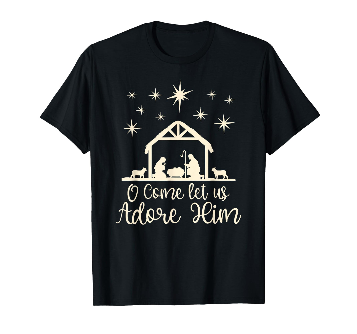 Christmas Jesus Nativity Scene O Come Let Us Adore Him T-Shirt