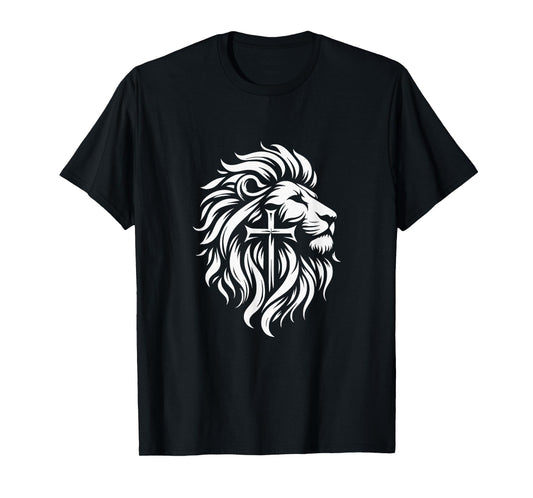 The Lion Of Judah Cross Jesus Inspirational Christian T-Shirt