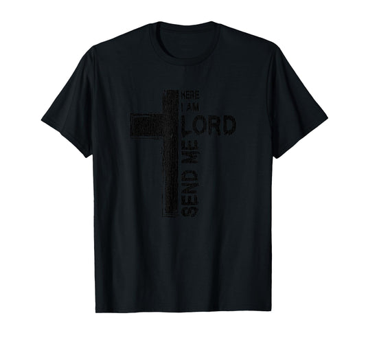 Vintage Here I Am Lord Send Me Christ Cross Jesus Bible T-Shirt