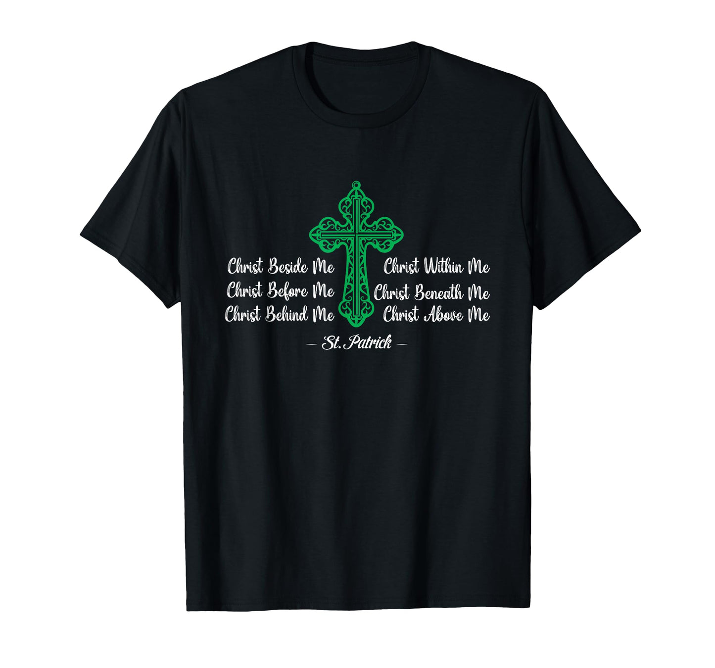 Men Women Prayer Green Christian Cross Irish St Patrick's T-Shirt