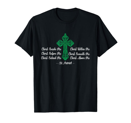 Men Women Prayer Green Christian Cross Irish St Patrick's T-Shirt