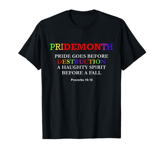 Pride Month Pridemonth Proverbs 16:18 Bible Verse Parade T-Shirt