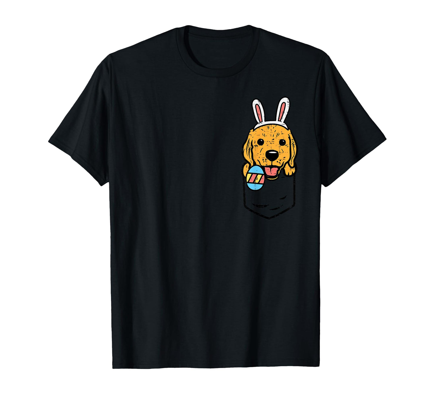 Pocket Golden Retriever Bunny Cute Easter Dog Men Women Kids T-Shirt