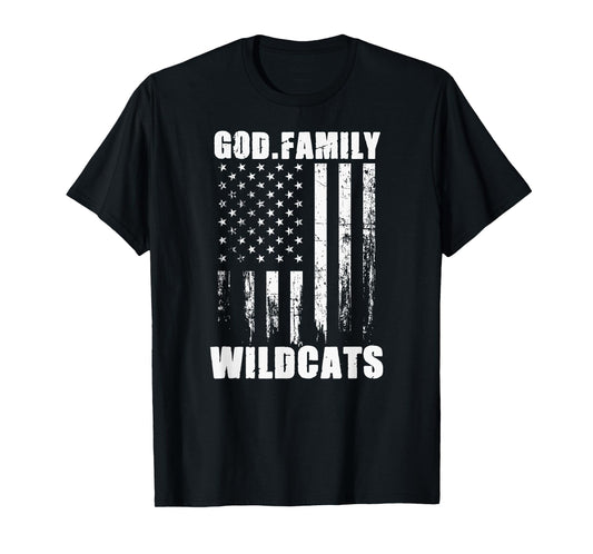 El Dorado Wildcats God. Family. Vintage USA Flag T-Shirt