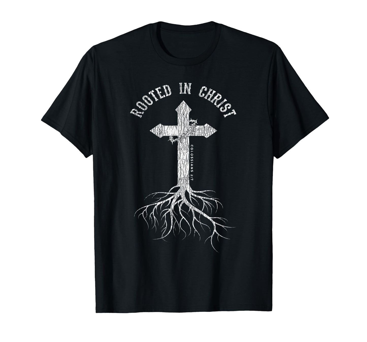 Vintage Rooted In Jesus Christ Cross Christian Faith Bible T-Shirt