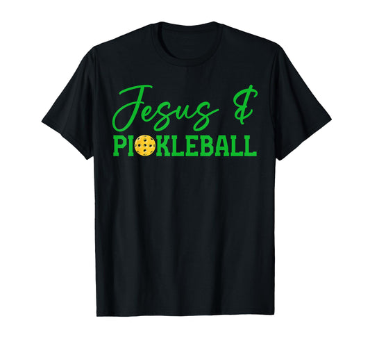 Jesus and Pickleball Funny Christian Pickleball Player Retro T-Shirt