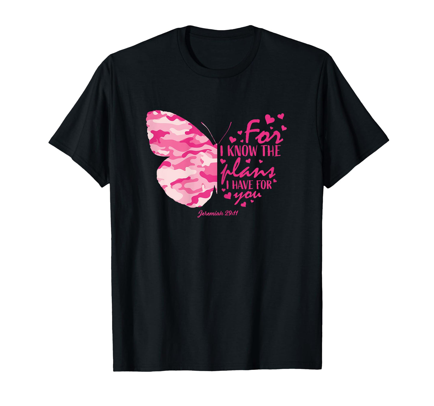 Pink Camo Butterfly Gifts Christian Bible Verse Hope Graphic T-Shirt