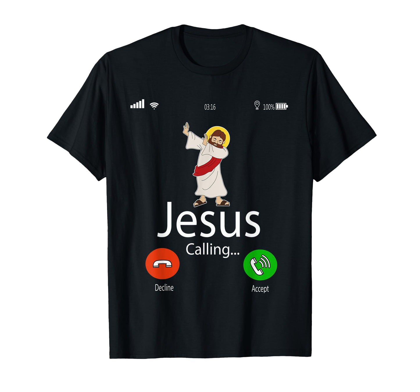 Dabbing Jesus Is Calling Christian Tee Christmas Gift Xmas T-Shirt