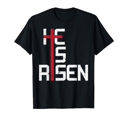 He Is Risen Cross Jesus Easter Christian Religious Men Teens T-Shirt