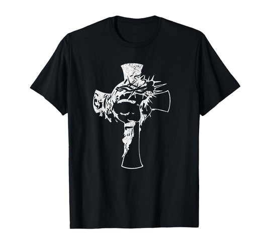 Christ Face in Cross Vintage Bible Verse Religious T-Shirt