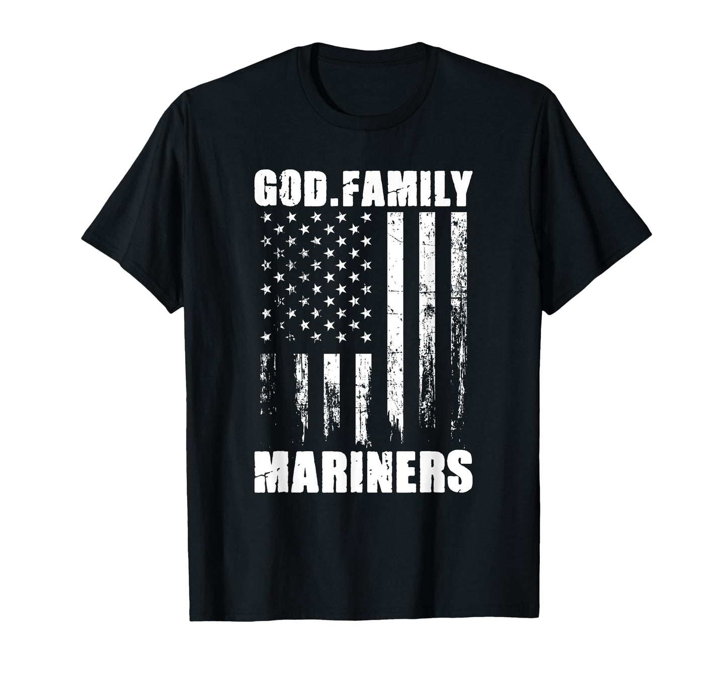 God. Family. Mariners. Vintage USA Flag T-Shirt