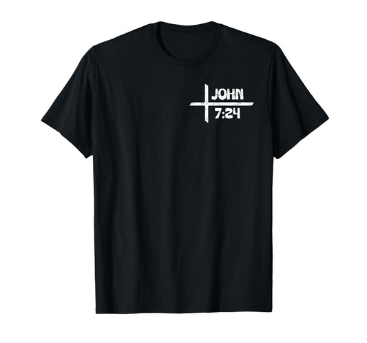 Retro Christian and Tattooed John 7:24 - Front and Back T-Shirt