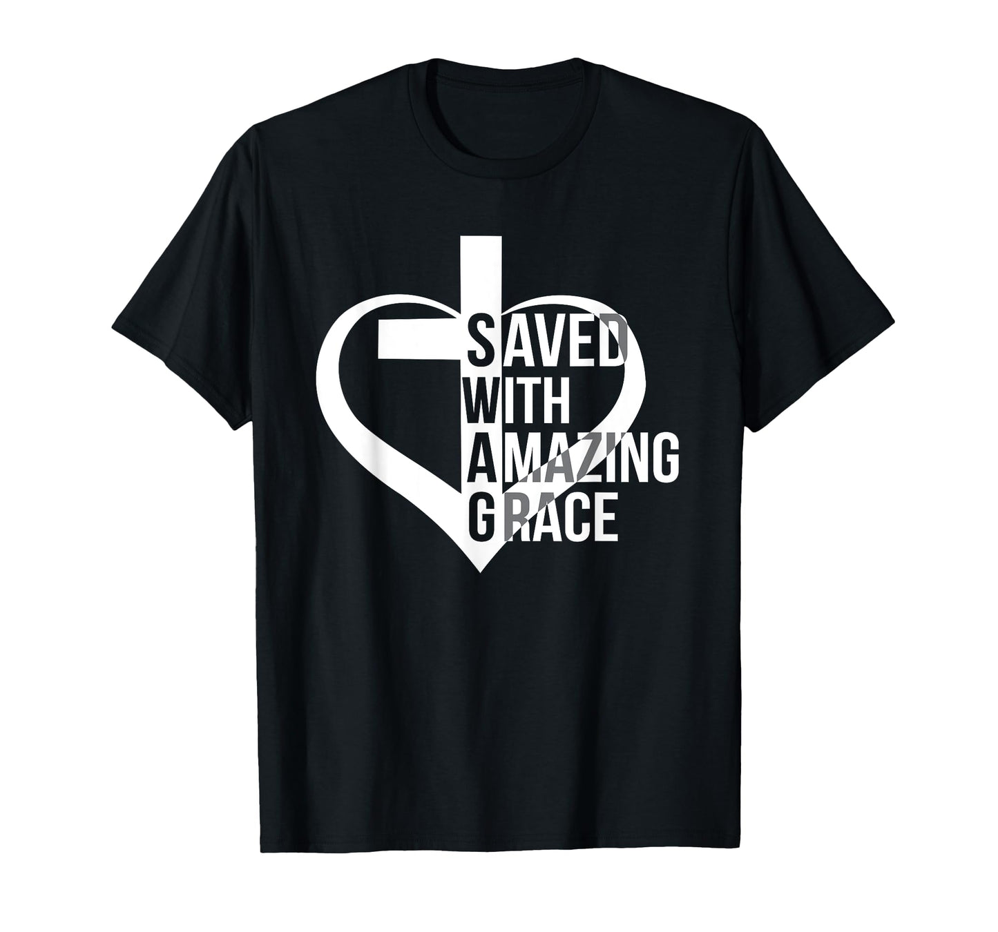 Saved With Amazing-Grace Swag Christian Faithcross Heart T-Shirt
