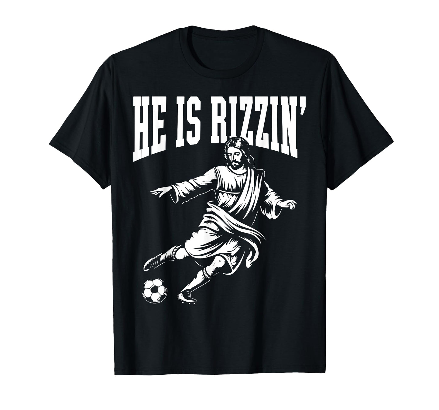 Funny Meme God Christian Christmas He Is Rizzin Jesus Soccer T-Shirt
