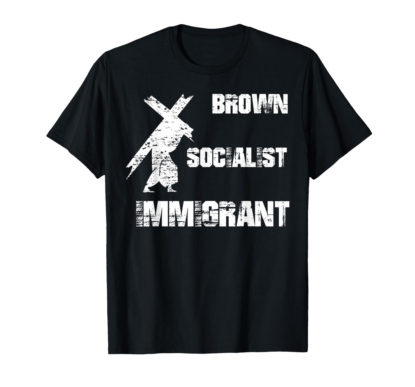 Vintage Brown Socialist Immigrant Jesus On Cross T-Shirt