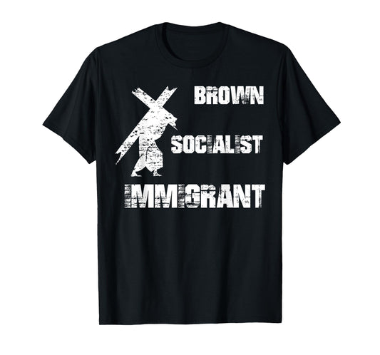 Vintage Brown Socialist Immigrant Jesus On Cross T-Shirt
