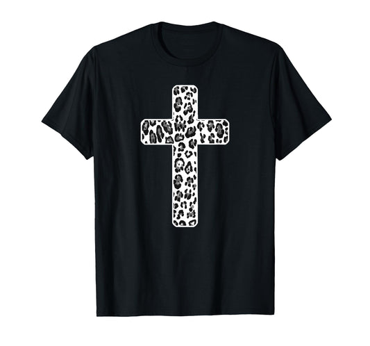 Leopard Print Christian Cross for Women or For Men T-Shirt