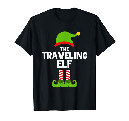 Funny The Traveling Elf Christmas Family Pajama Travel T-Shirt