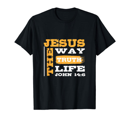 John 14:6 Jesus Way Truth Life Christian Cross Patriotic T-Shirt