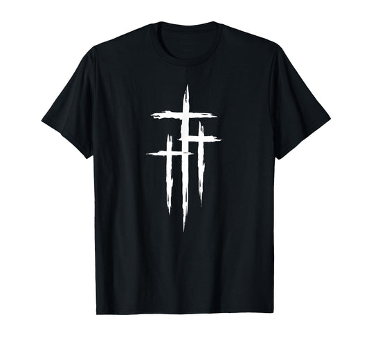 Three Crosses Bold Christian Jesus Christ Symbol T-Shirt