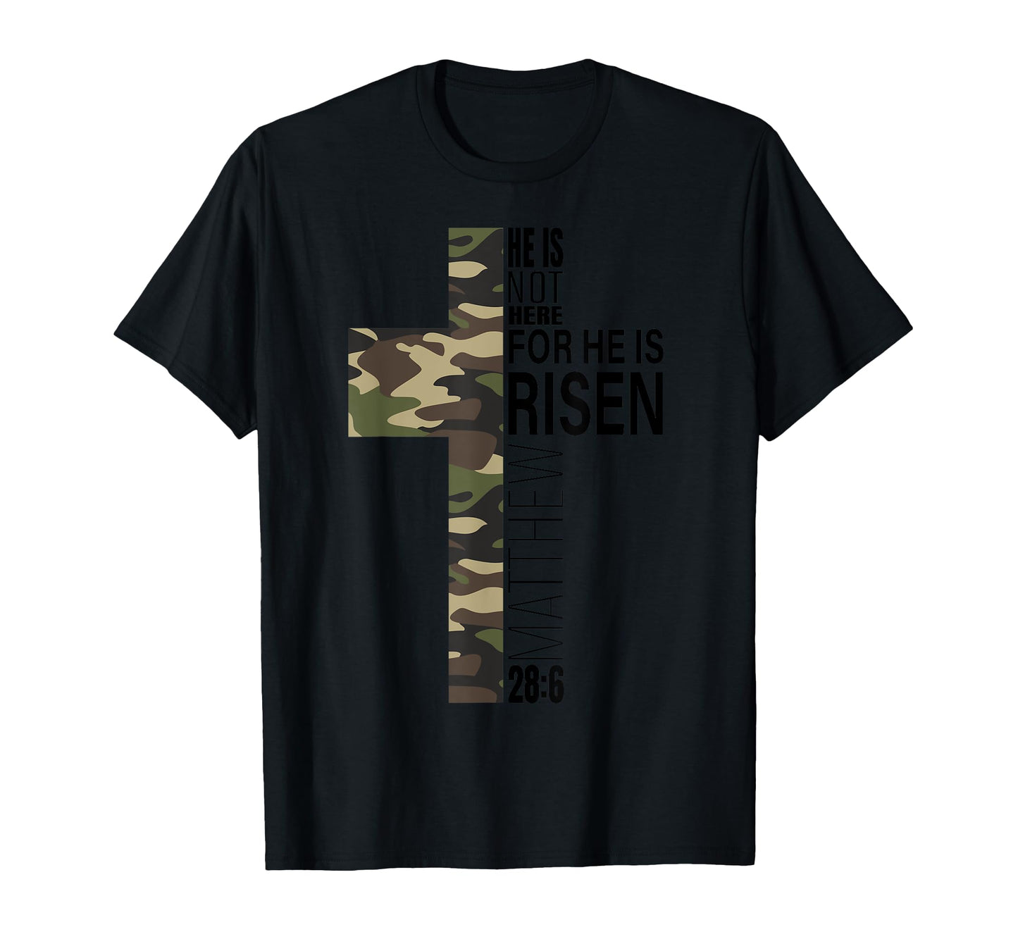 He Is Risen Jesus God Easter Christian Military Camo Cross T-Shirt