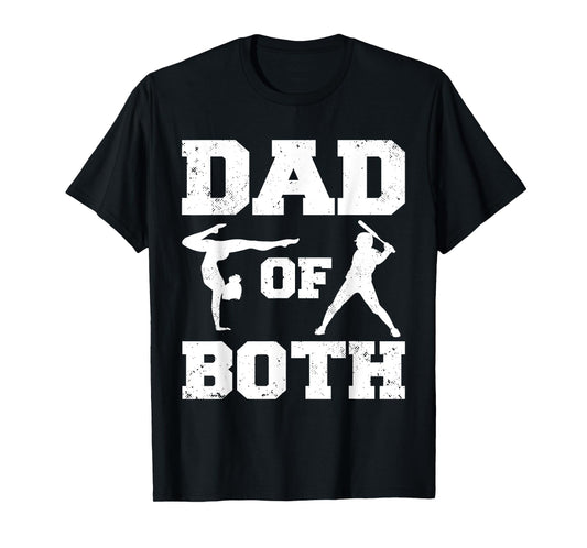 Dad Of Both Funny Gymnastics Baseball Dad T-Shirt