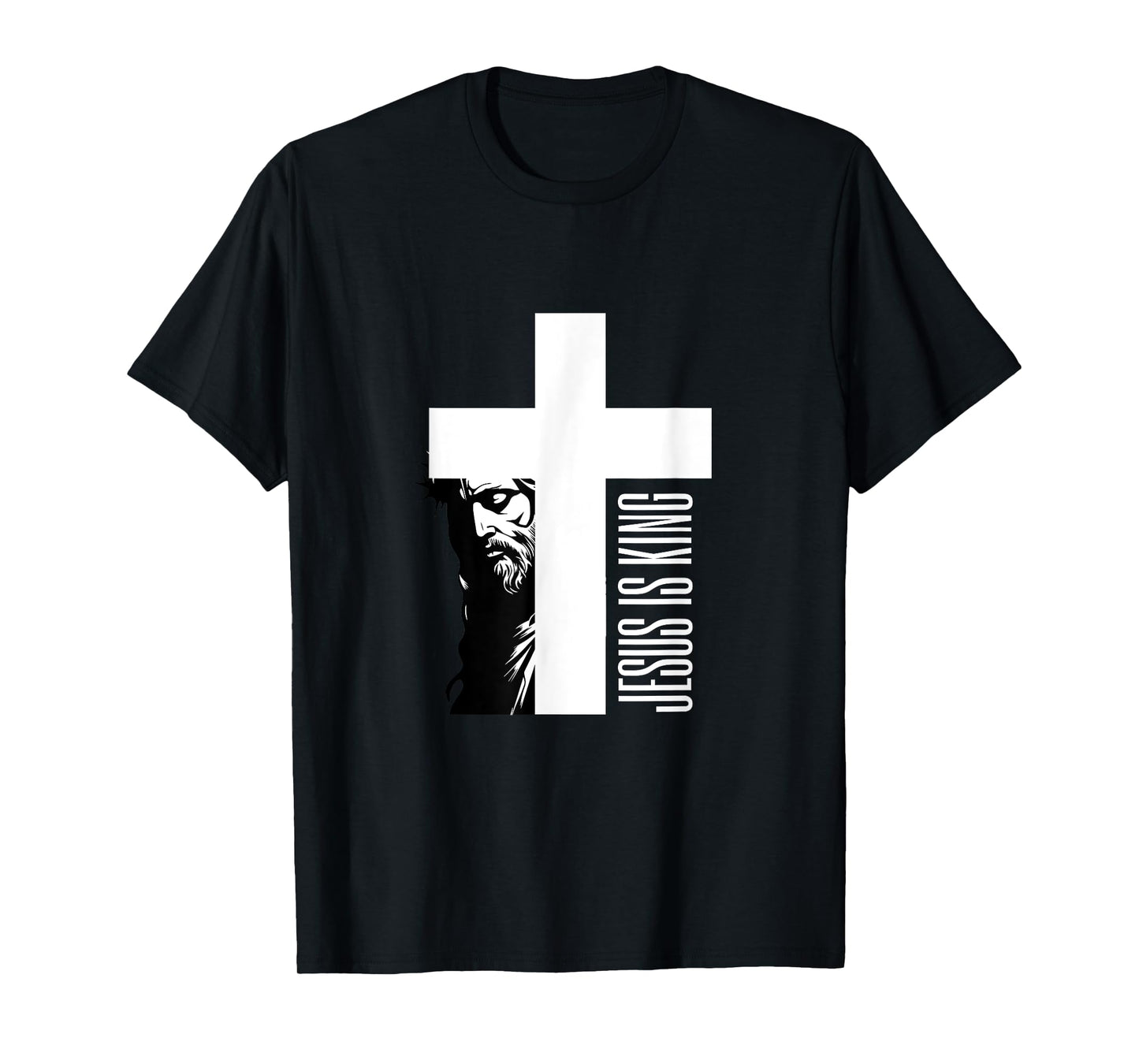 Jesus Is King With Cross And Face Art T-Shirt