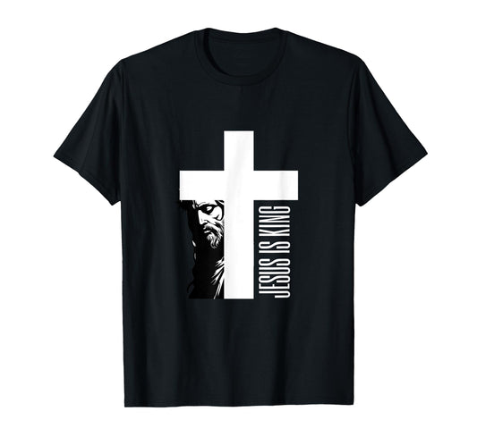 Jesus Is King With Cross And Face Art T-Shirt