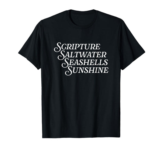 Scripture Saltwater Seashells Sunshine God Christian Retreat T-Shirt