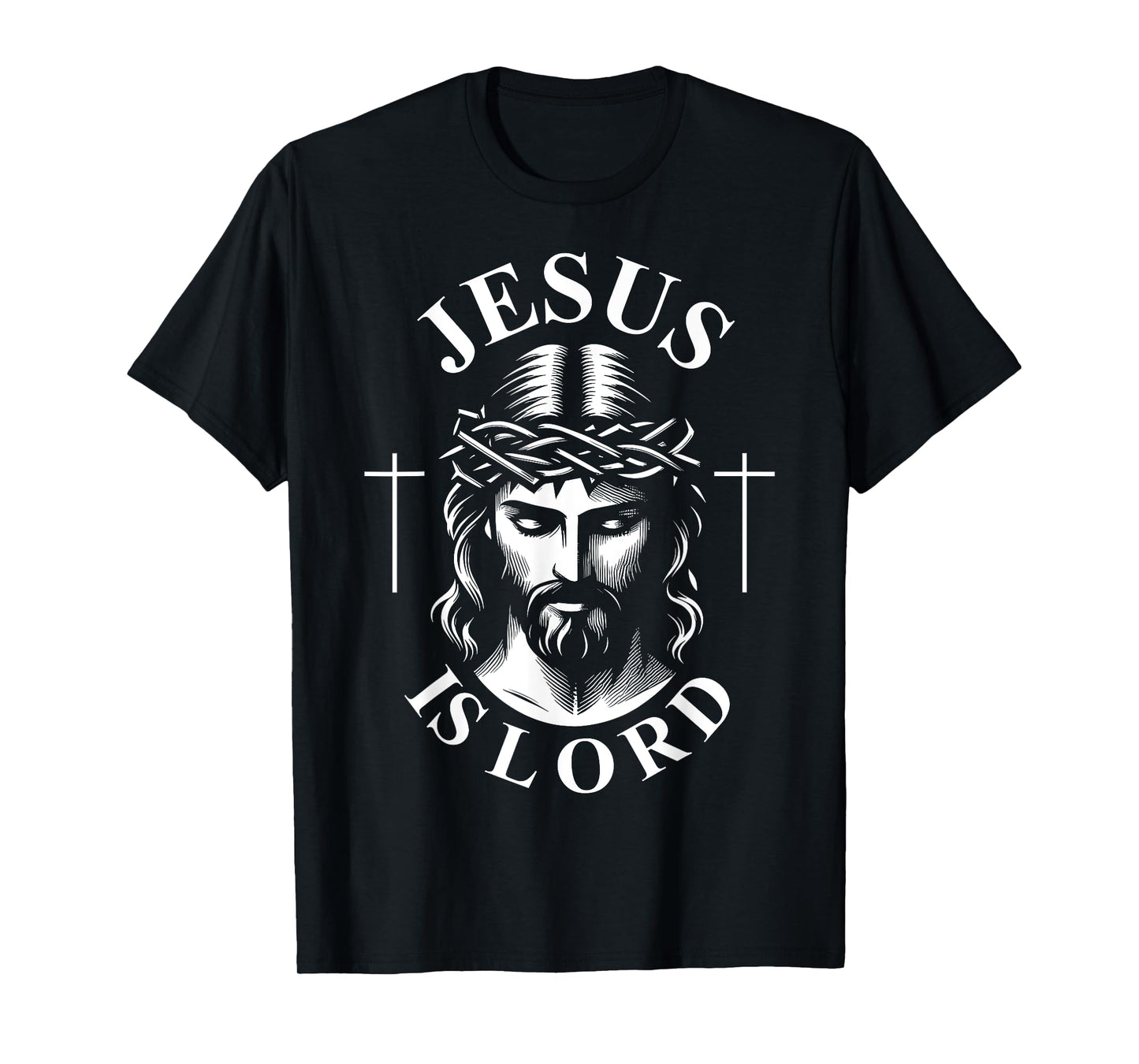 Jesus Is Lord christian Religious T-Shirt, Small, Black