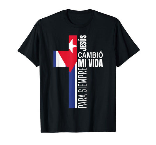 Christian Spanish Gifts Bible Verse Message Jesus Cuban Flag T-Shirt