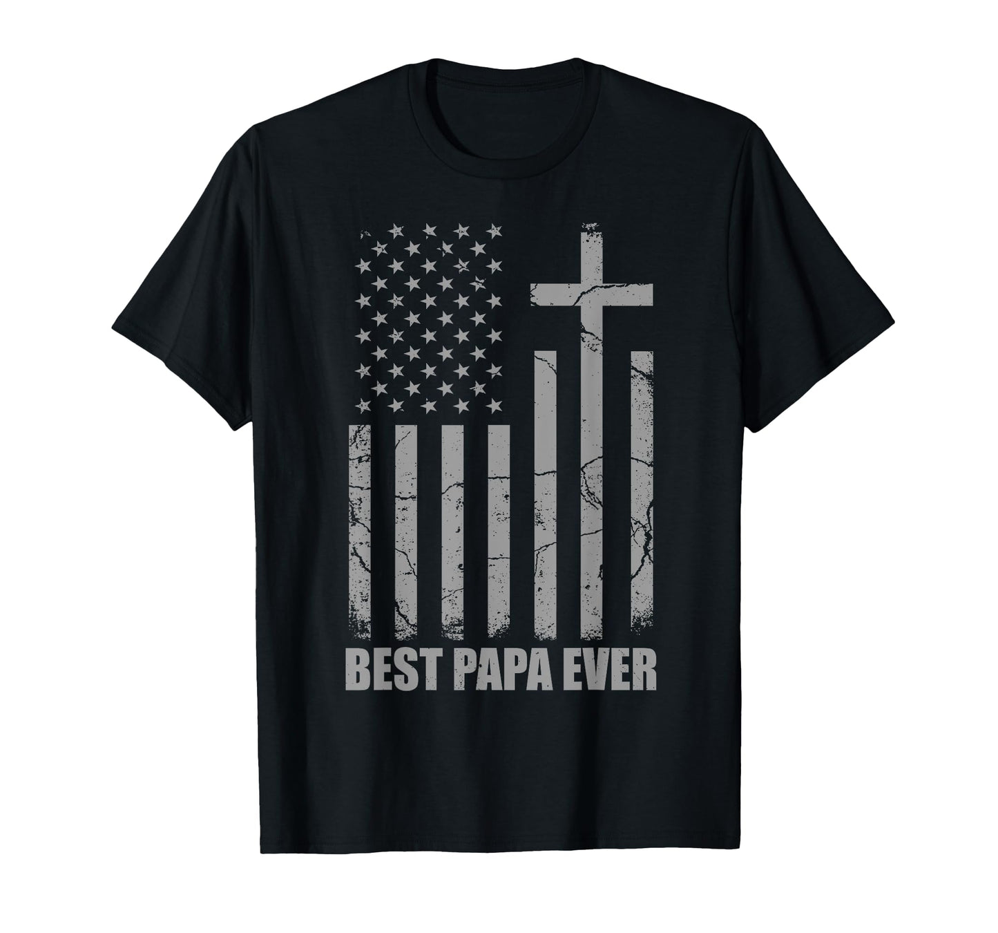Best Papa Ever Christian Patriotic Dad USA Flag Fathers Day T-Shirt