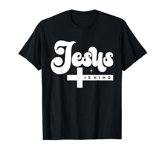 Retro Jesus is King Christian - Religious Gospel Faith Cross T-Shirt