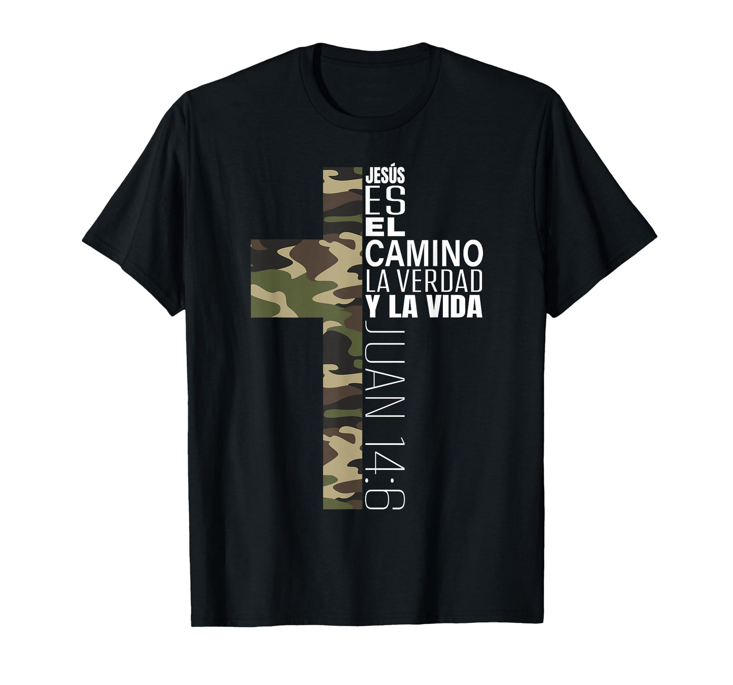 Jesus Christian Spanish Gifts Men Religious Verse Camo Cross T-Shirt