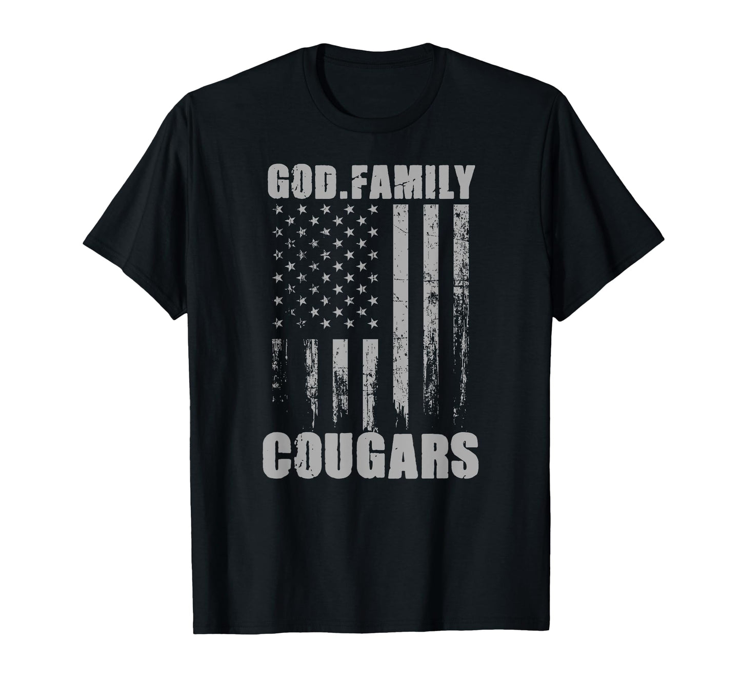Franklin Cougars God. Family. Vintage USA Flag T-Shirt