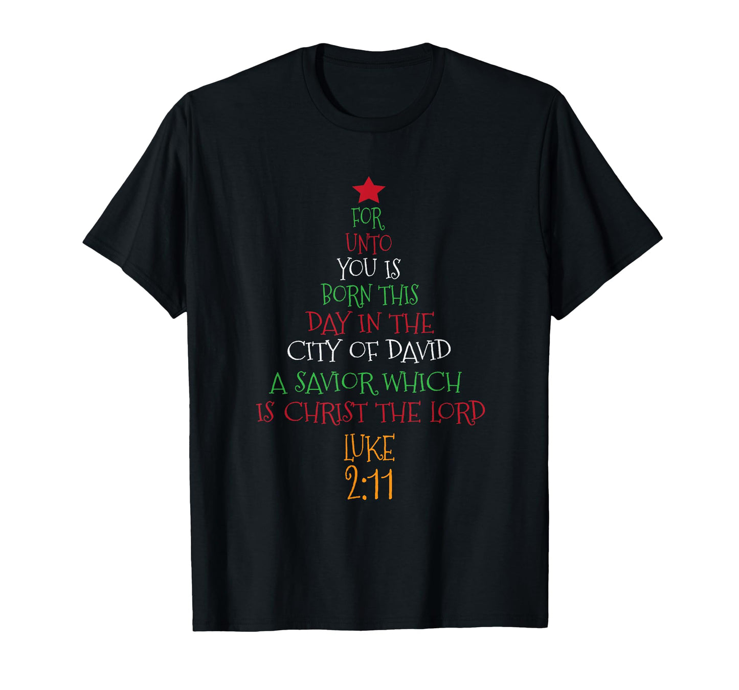 Unto You A Savior Is Born Cute Christian Christmas Tree T-Shirt