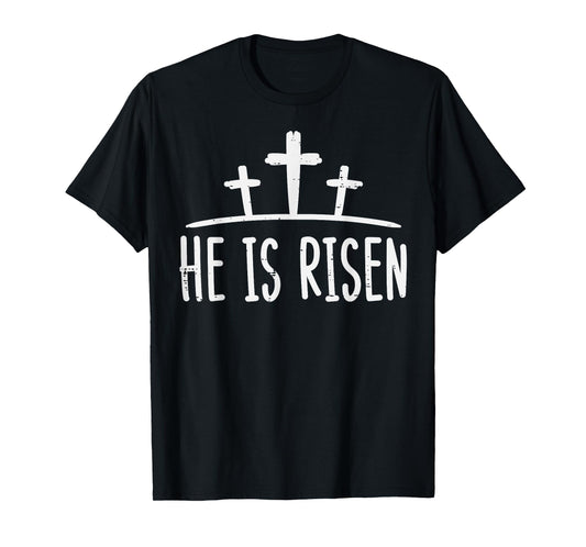 Easter He Is Risen Cross Religious Christian Men Women Kids T-Shirt