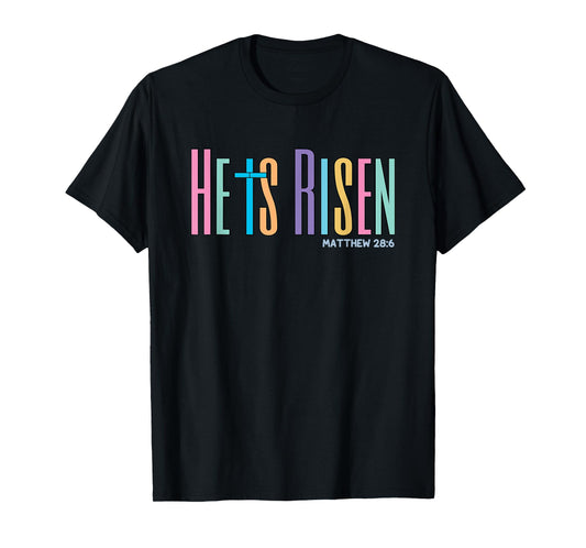 He is Risen Jesus Christian Happy Easter Women Kids Girls T-Shirt