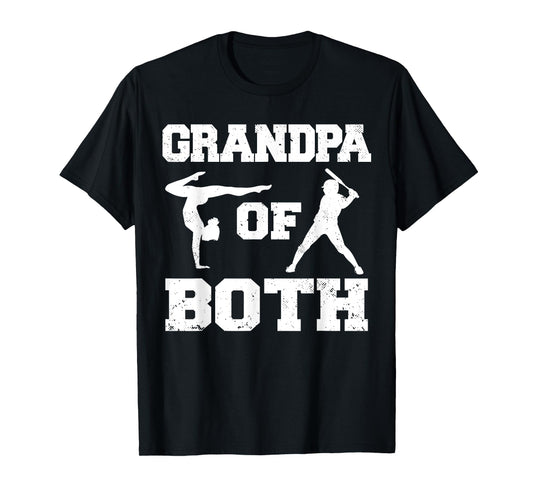 Grandpa Of Both Funny Baseball and Gymnastics Grandpa T-Shirt
