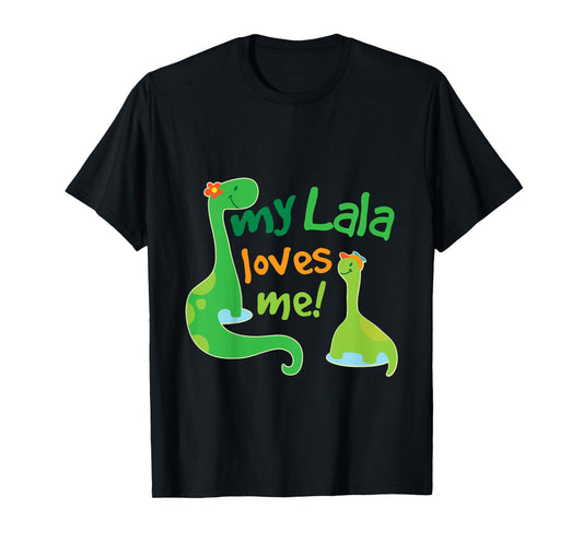 Kids My Lala Loves Me Grandchild Dinosaur T-Shirt