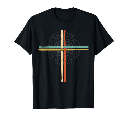 Drummer Drumming Drums Percussion I Faith Jesus Crucifix T-Shirt