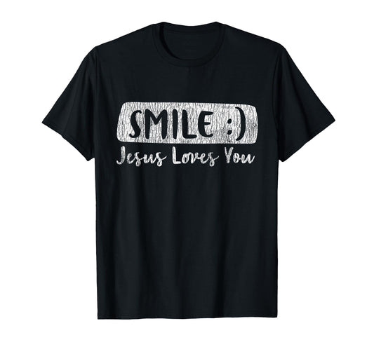 Vintage Smile Loves You Jesus Religious Faith Christian Gift T-Shirt