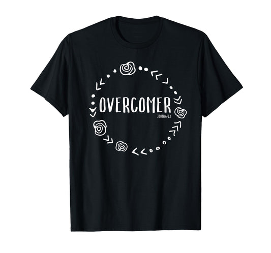 Overcomer Christian Faith Shirt John 16:33 Bible Scripture T-Shirt