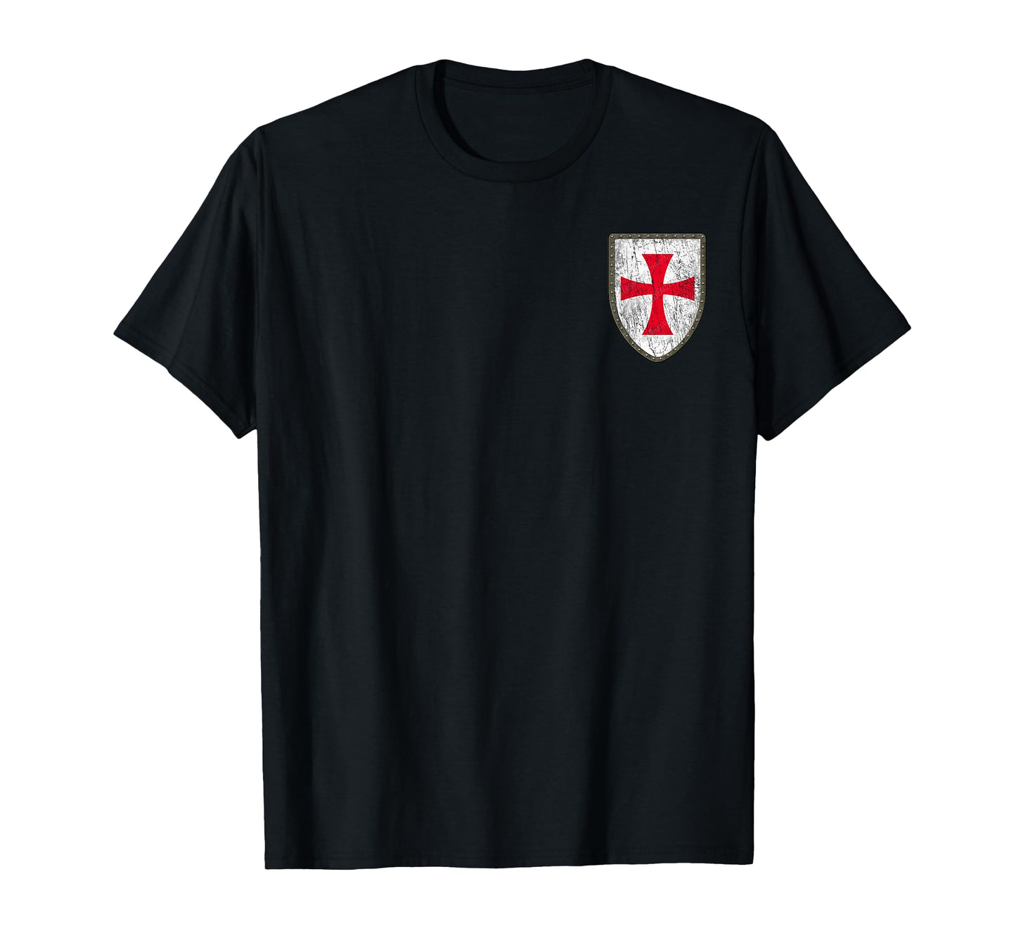 Knights Templar Shield Cross Crusades Side Print T-Shirt