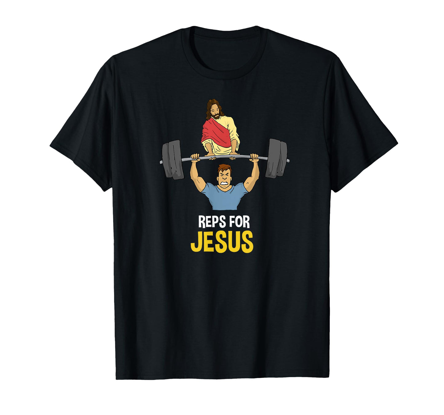 Clever Sloth: Reps For Jesus Weightlifting Gym Workout Tee T-Shirt