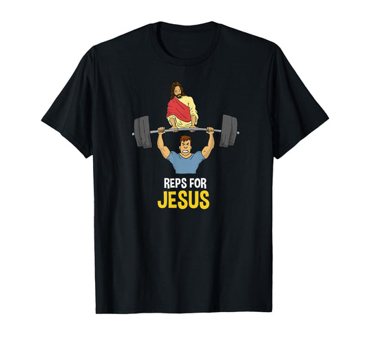 Clever Sloth: Reps For Jesus Weightlifting Gym Workout Tee T-Shirt