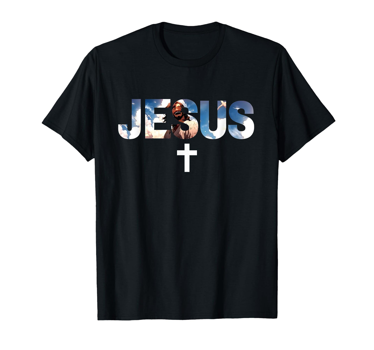 Jesus Cross Sky Art Faith Light Design T-Shirt