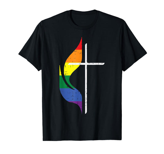 Gay Pride Month Cross Christian LGBTQ Ally Rainbow Men Women T-Shirt